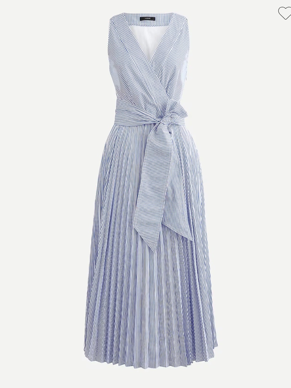 J. Crew Pleated V-neck dress in stripe - Picture 2 of 6